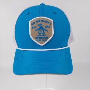 Original Penguin Golf Club Trucker Hat Blue White Snapback Adjustable